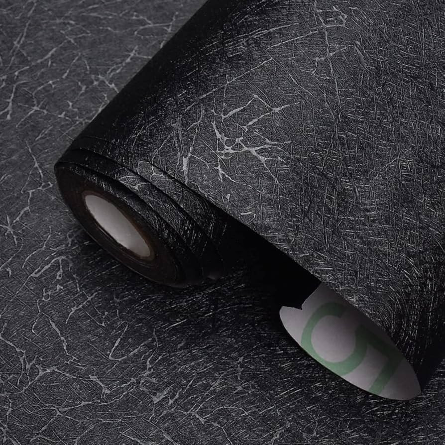 Black Peel and Stick Wallpaper Silk Embossed Self Adhesive Removable Wallpaper Black Wallpaper Bl... | Amazon (US)