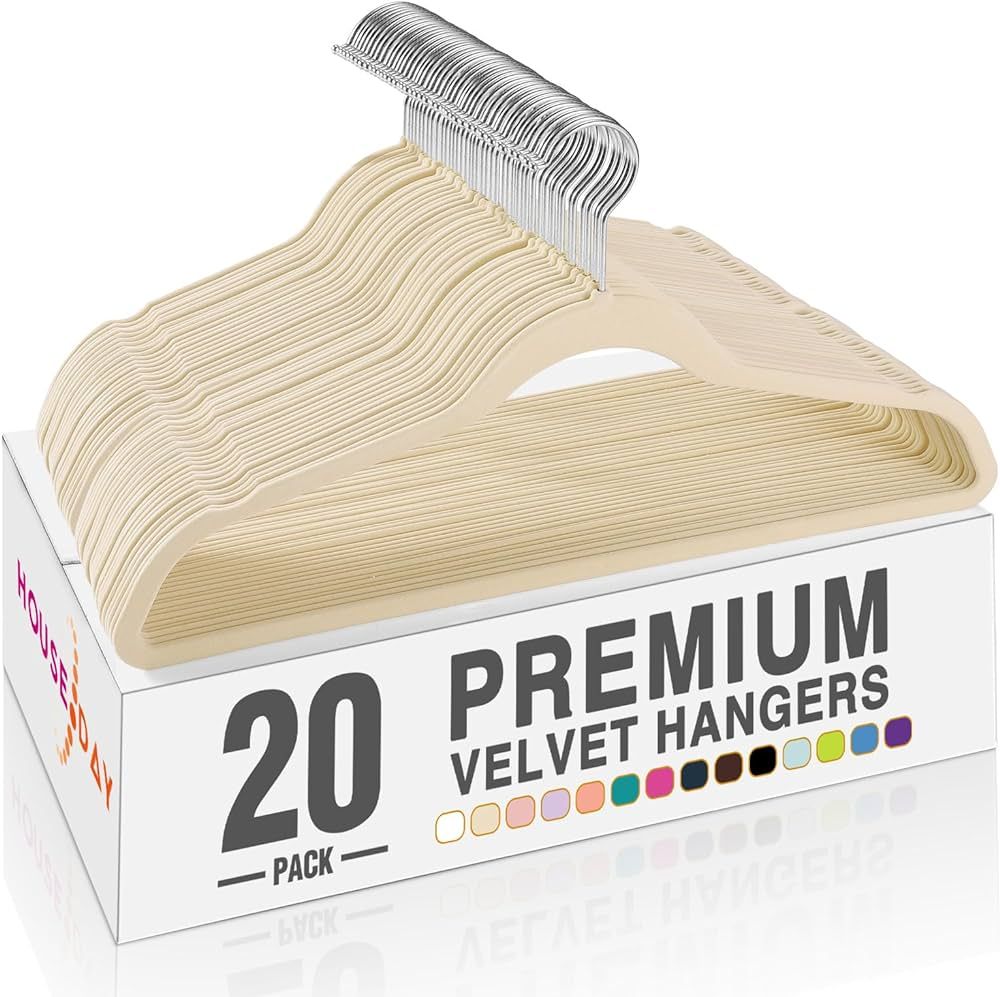 HOUSE DAY Premium Velvet Hangers, Non-Slip Thin Flocked Felt Hangers, Sturdy Clothes Hangers Heav... | Amazon (US)