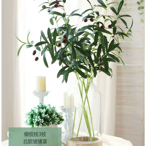 Artificial Olive Branches Stems Plants Greenery Fake Plants Green Leaves Fruits Branch Leaves DIY... | Walmart (US)