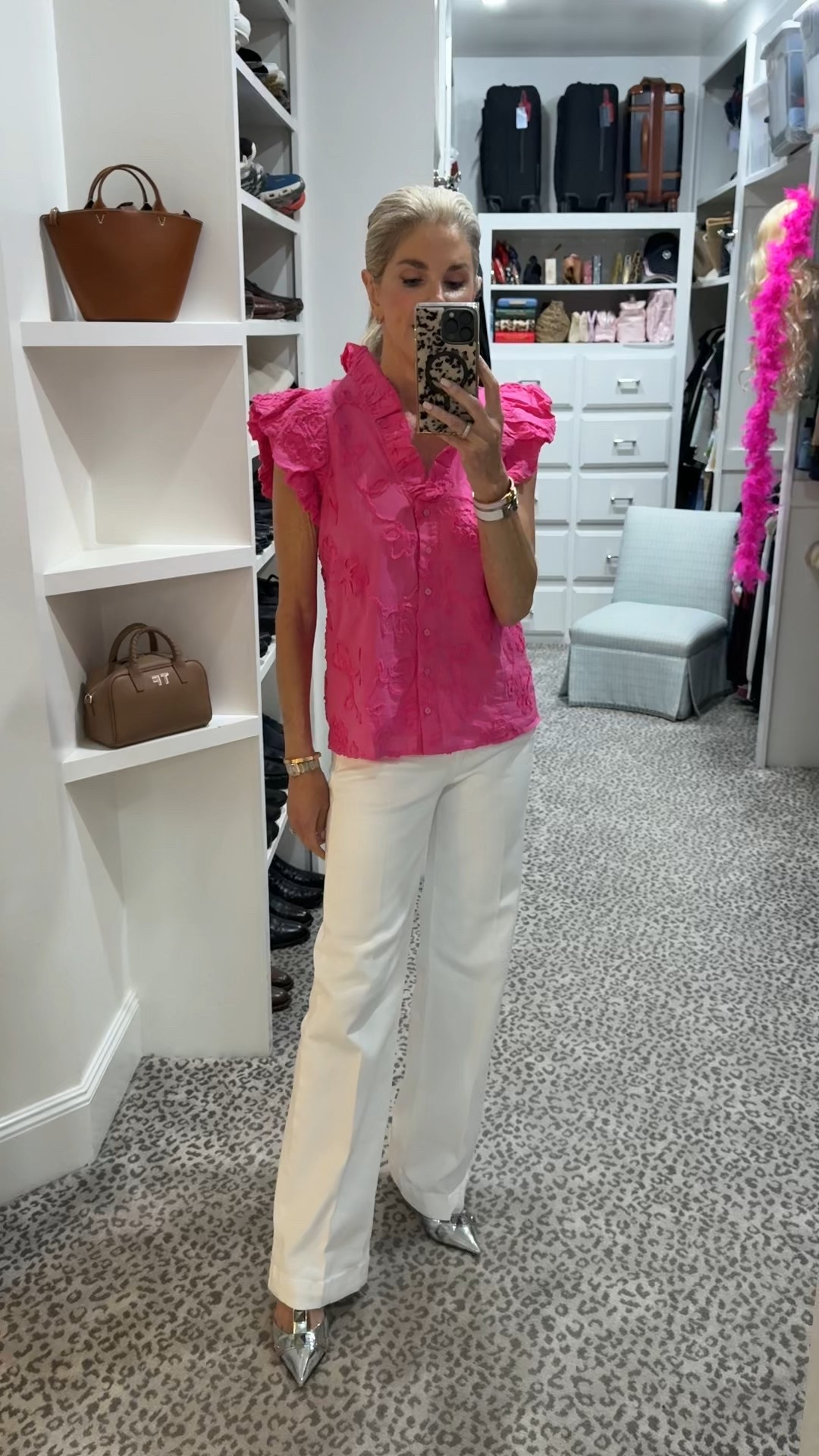 Jeans fit TTS: pink blouse - size S
Comes in 4 colors 
Shoes similar. Same designer. Mine are old 

#LTKOver40 #LTKShoeCrush #LTKFindsUnder100