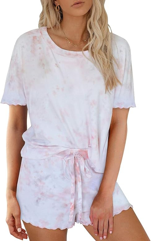 Womens Long Sleeve Sof 2 Piece Short Pajamas Set Nightwear Sleepwear Loungewear | Amazon (US)