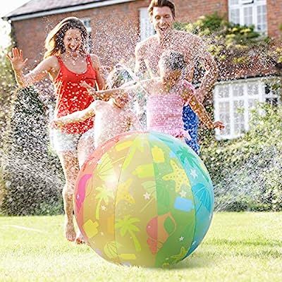 iBaseToy Beach Ball Sprinkler for Kids, 32" Diameter Large Inflatable Sprinkler Water Toys for To... | Amazon (US)