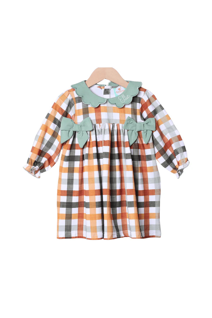 Fall Plaid Bow Dress | The Smocked Flamingo