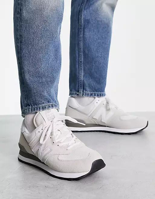 New Balance 574 trainers in oatmeal and pale grey | ASOS (Global)