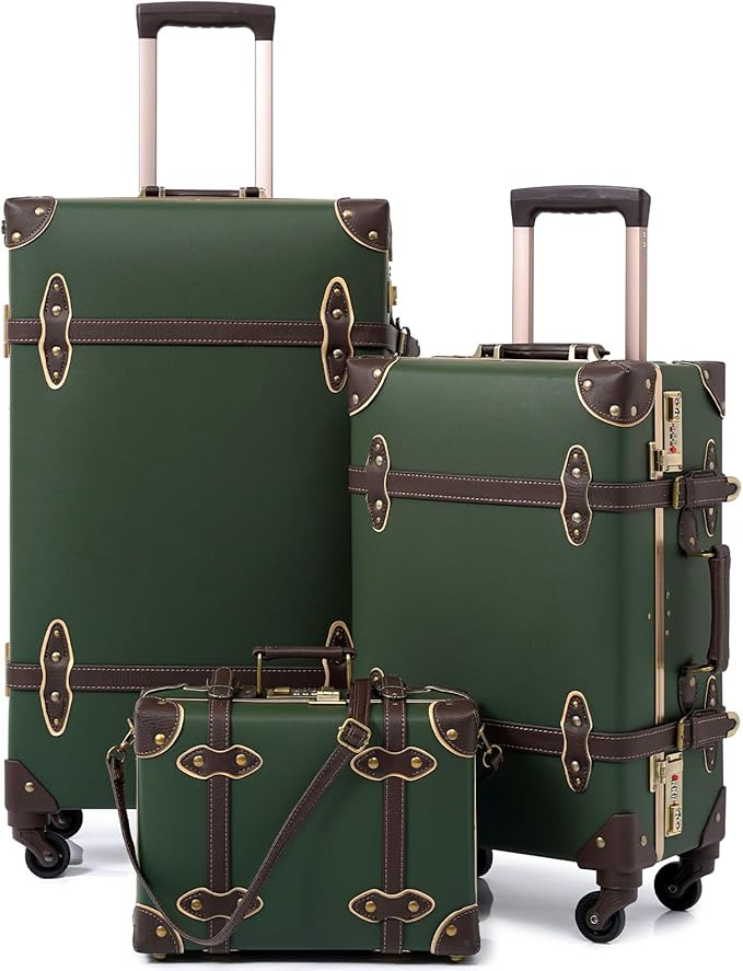 urecity Vintage Luggage Sets of 3 Piece - Hardside Lightweight Spinner Suitcases - Retro Travel S... | Amazon (US)