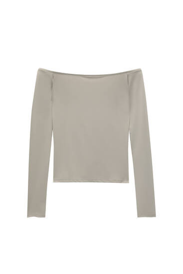 Slim fit off-the-shoulder T-shirt | PULL and BEAR UK