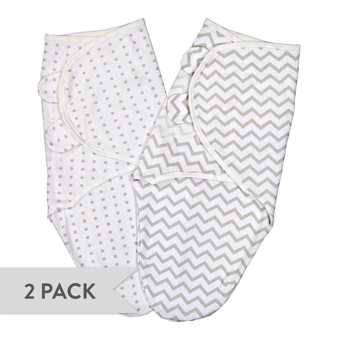 Swaddleez - Swaddle Blanket, Adjustable Baby Wrap 2 Pack Grey Chevron and Polka Dots 0-3 Months | Walmart (US)