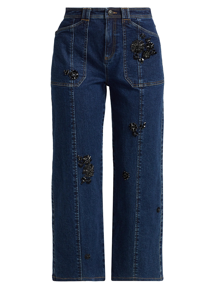 Women's Andy Embellished Crop Jeans - Ocean - Size 0 | Saks Fifth Avenue