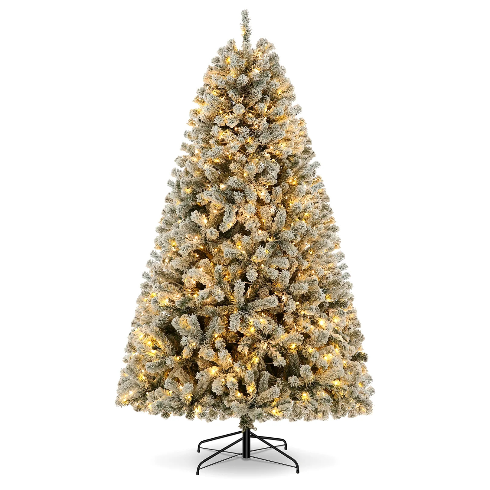 Funcid 6ft Pre-lit Flocked Christmas Tree 8 Adjustable Light Flash Rate Modes, Artificial Christm... | Walmart (US)