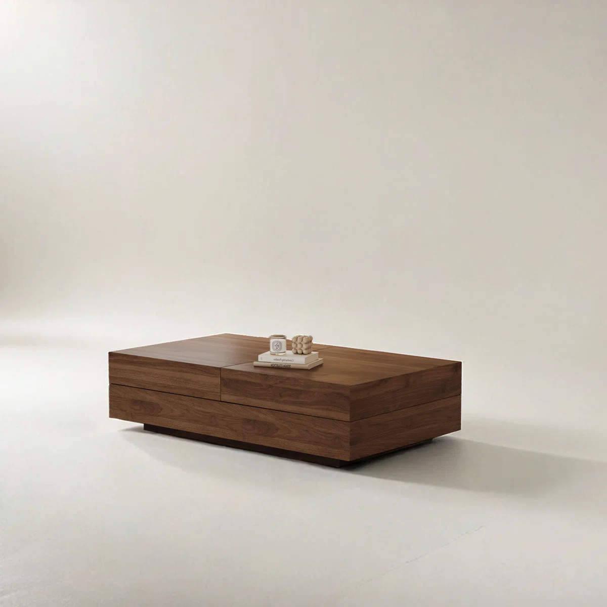 Modern Walnut Rectangular Coffee Table With Sliding Top And Hidden Storage, Elegant Living Room F... | Wayfair North America