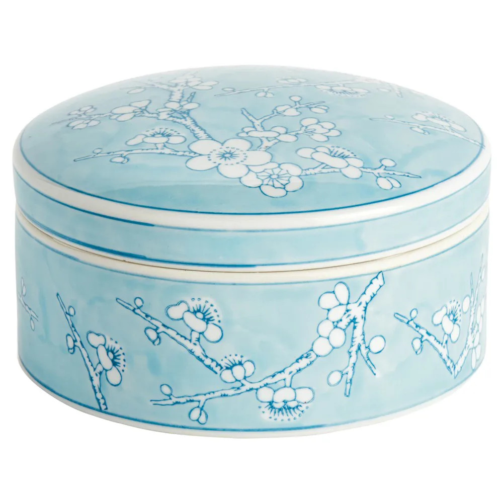 Salvatore French Country Blue Porcelain Lidded Decorative Box | Kathy Kuo Home