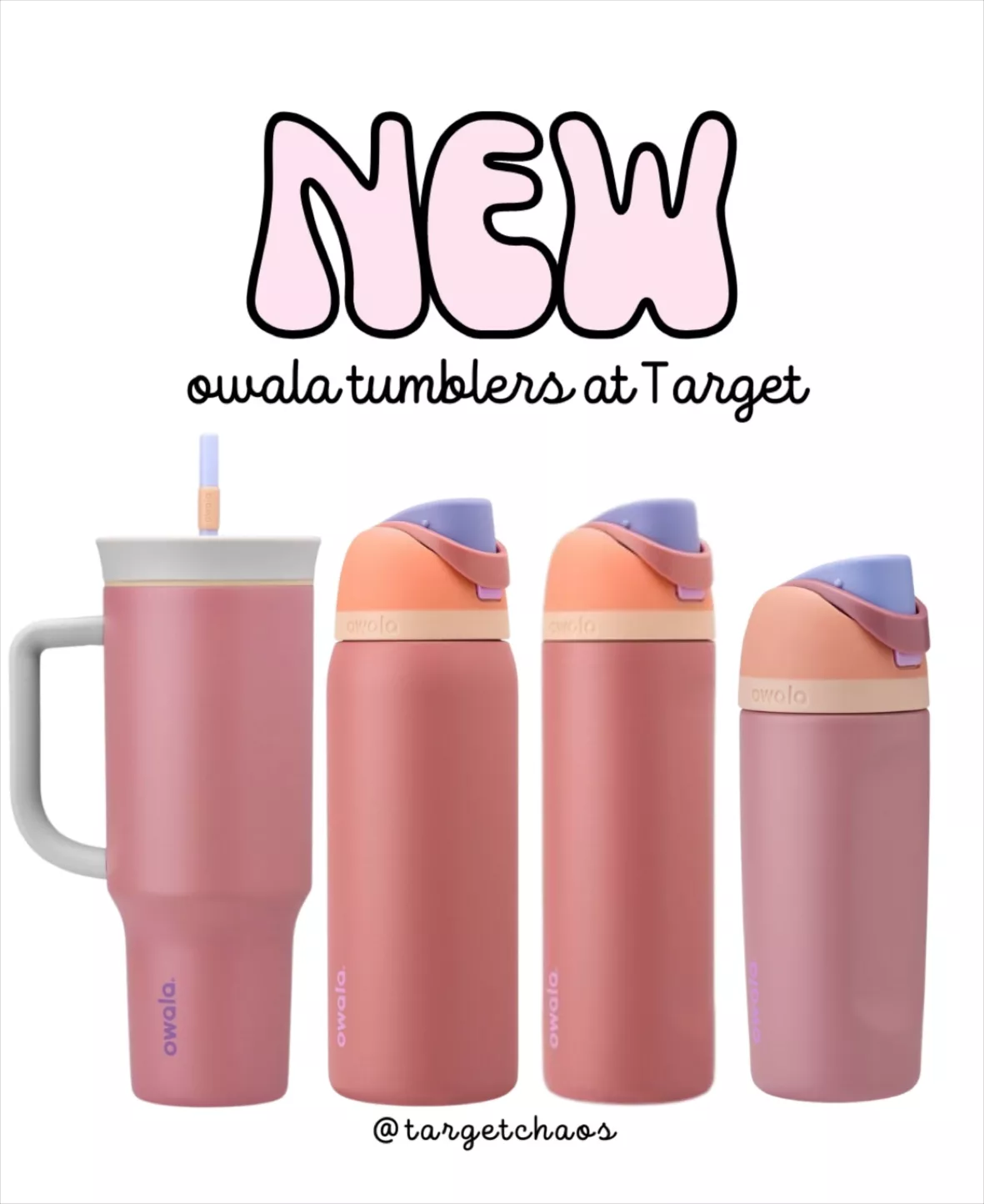 Owala 40 oz stainless steel tumbler with handle. Pink taupe.