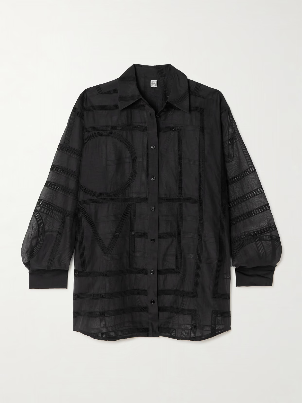 TOTEME - Embroidered Organic Cotton And Silk-blend Voile Shirt - Black | NET-A-PORTER (UK & EU)