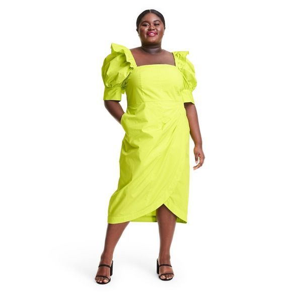 Puff Sleeve Faux Wrap Dress - Christopher John Rogers for Target Yellow | Target