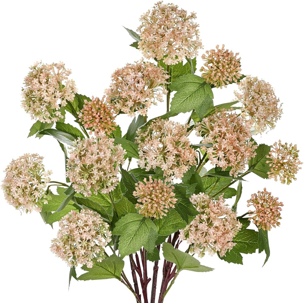 DILATATA Faux Hydrangea Flowers 24" Pink Artificial Hydrangea Spray with 3 Flower Heads, 5 Per Ba... | Amazon (US)