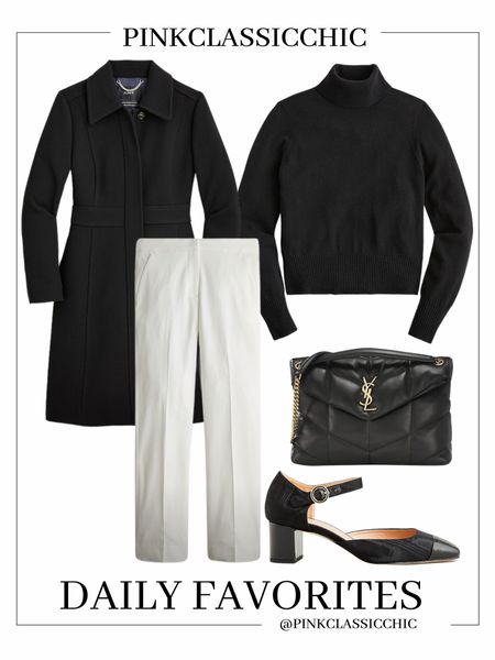 Work outfit, office outfit, Chanel look alike shoes, work pants, cashmere turtleneck, coat, winter outfits, winter fashion 

#LTKstyletip #LTKworkwear #LTKunder100