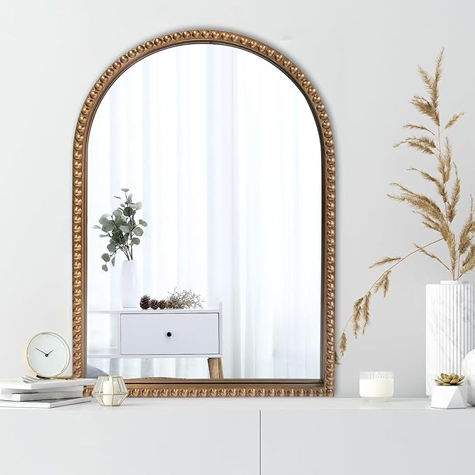 ironsmithn Gold Arched Mirror, 20"x30" Beaded Frame Arch Mirrors, Marlowe Decorative Accent Mirro... | Amazon (US)