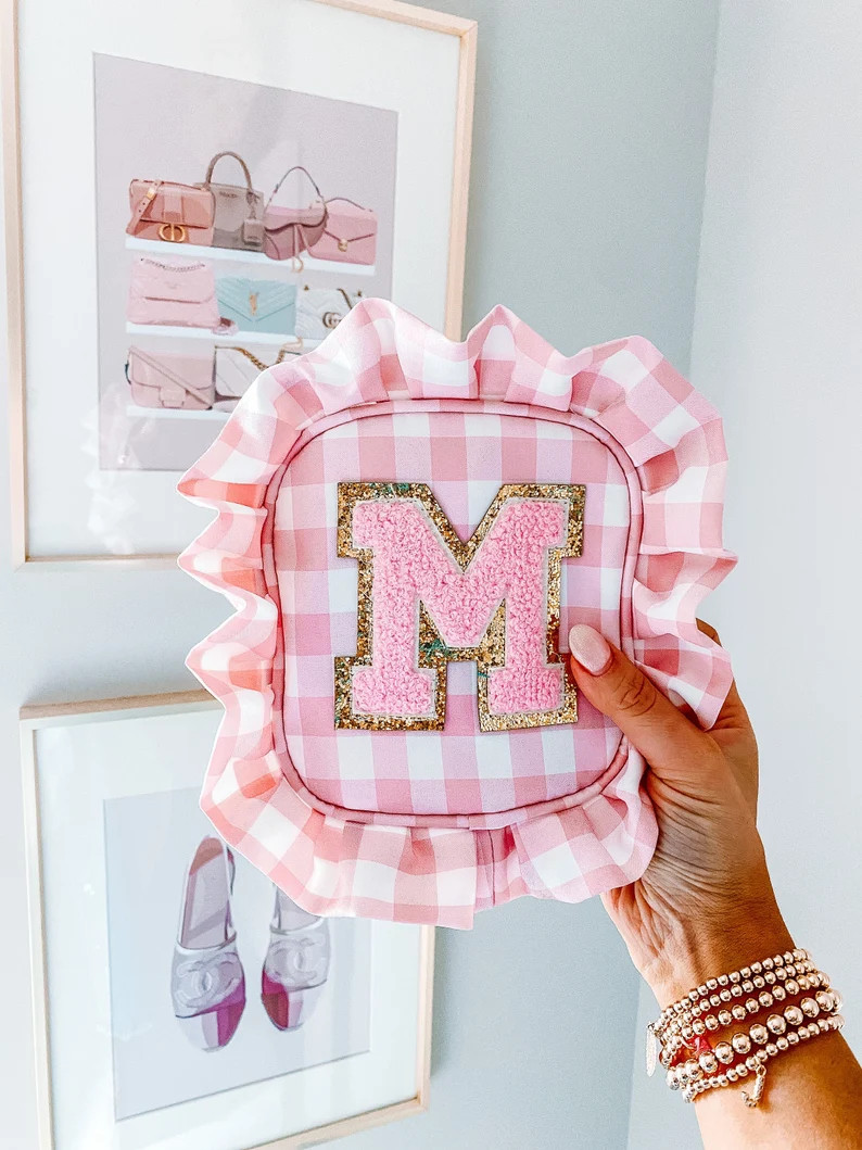 Gingham Ruffle Pink Mini Pouch | Etsy | Etsy (US)