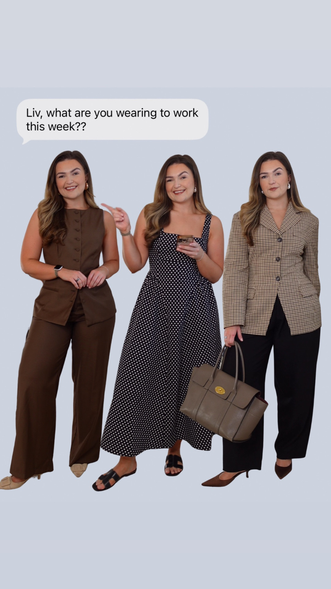 Liv, what are you wearing to work?! 
Dress - 10 
Blazer - 12
Black trousers - 10 (size down) 
Waistcoat - 10
Trousers - 12 

#LTKworkwear #LTKspring #LTKmodest