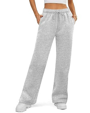 ATHMILE Womens Sweatpants 2025 Fall Baggy Wide Leg Sweatpant Fleece Lined Straight Leg Sweat Pant... | Amazon (US)
