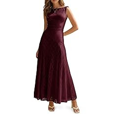 Wenrine Womens Sleeveless Maxi Dress Summer Lace Backless Boat Neck Zipper Flowy Party Cocktail E... | Amazon (US)