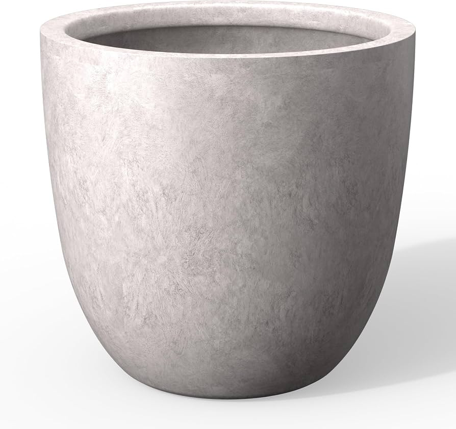 Kante 11.8" H x 14" Dia Medium Concrete Planter, Compact Round Plant Pot with Drainage Hole & Rub... | Amazon (US)