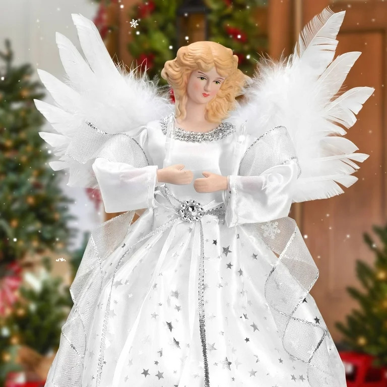 Ayieyill Angel Treetop, 12-Inch, Christmas Angel Tree Topper, Lighted Angel Tree Topper White -Ch... | Walmart (US)