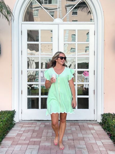 What I wore in Palm Beach 🏝️ Everyone needs a “Get Ready Robe”! Wearing size medium. It’s the softest material with the prettiest scallop trim and gold zipper. Also perfect for girls trips and bachelorette and bridal parties.  

#LTKWedding #LTKFindsUnder100 #LTKParties