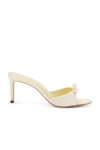 BLACK SUEDE STUDIO Albie 65 Bow Mule in French Vanilla Satin from Revolve.com | Revolve Clothing (Global)