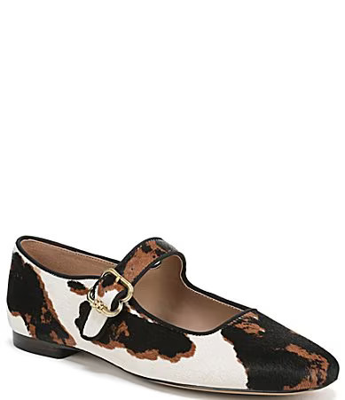 Sam Edelman Michaela Cow Print Calf Hair Mary Jane Flats - 9 | Dillard's