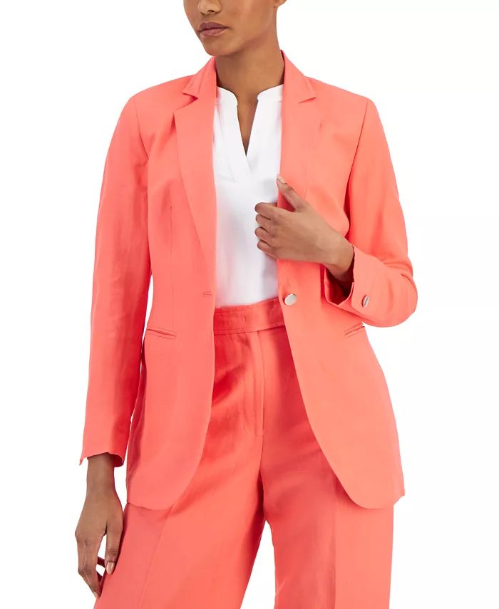 Women's Linen-Blend One-Button Blazer | Macys (US)