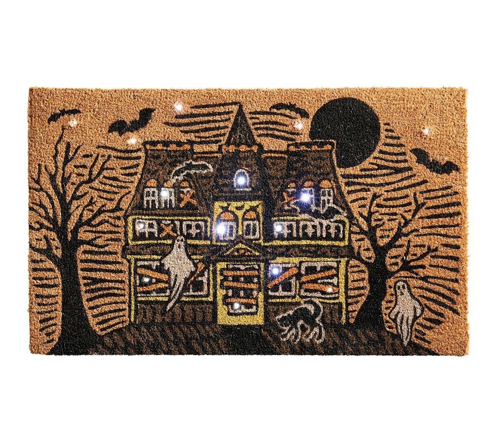 Haunted House Light Up Doormat, 22&amp;quot; x 36&amp;quot;, Multi | Pottery Barn (US)