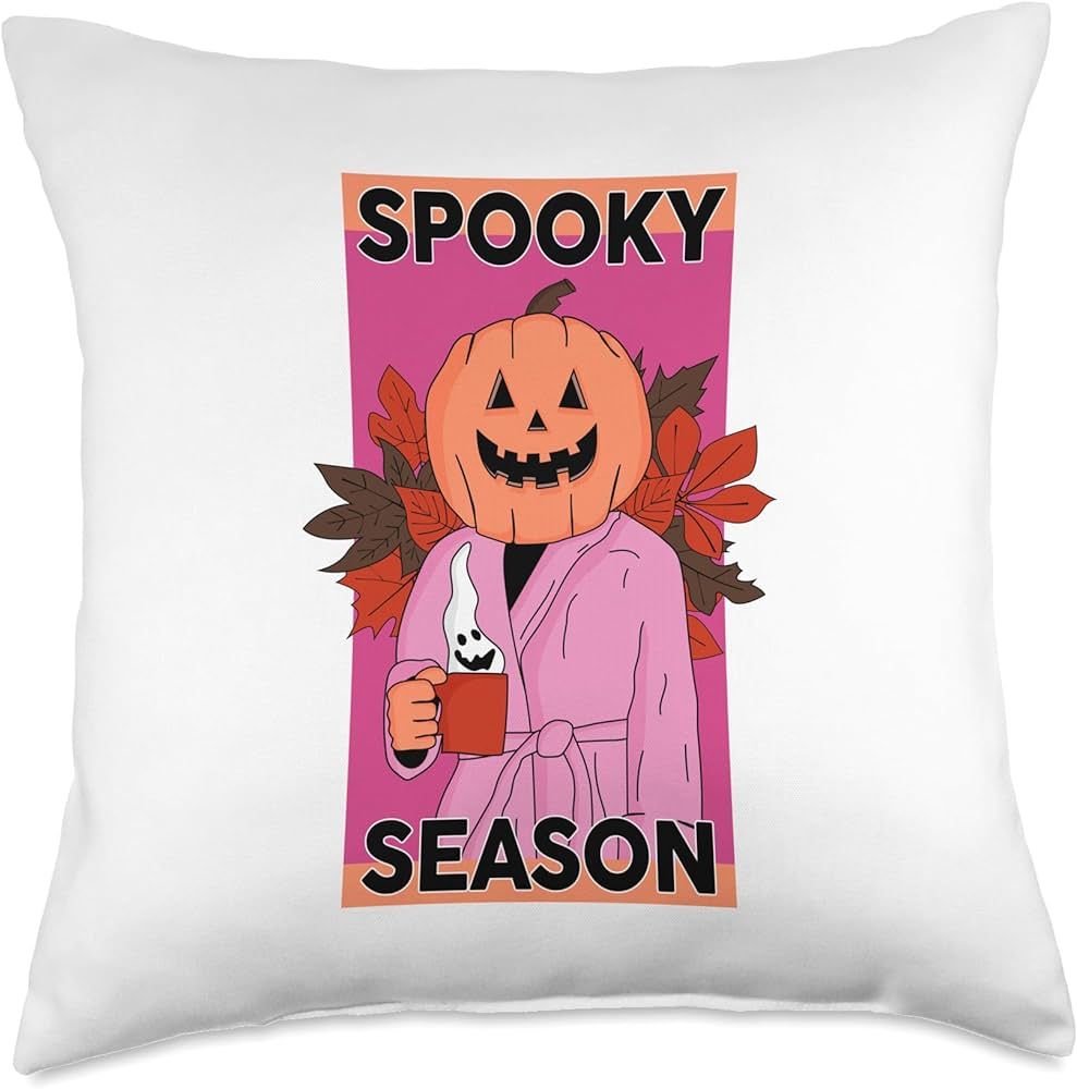Wanderlissa Spooky Szn Season Pumpkin Head Cute Halloween Throw Pillow, 18x18, Multicolor | Amazon (US)