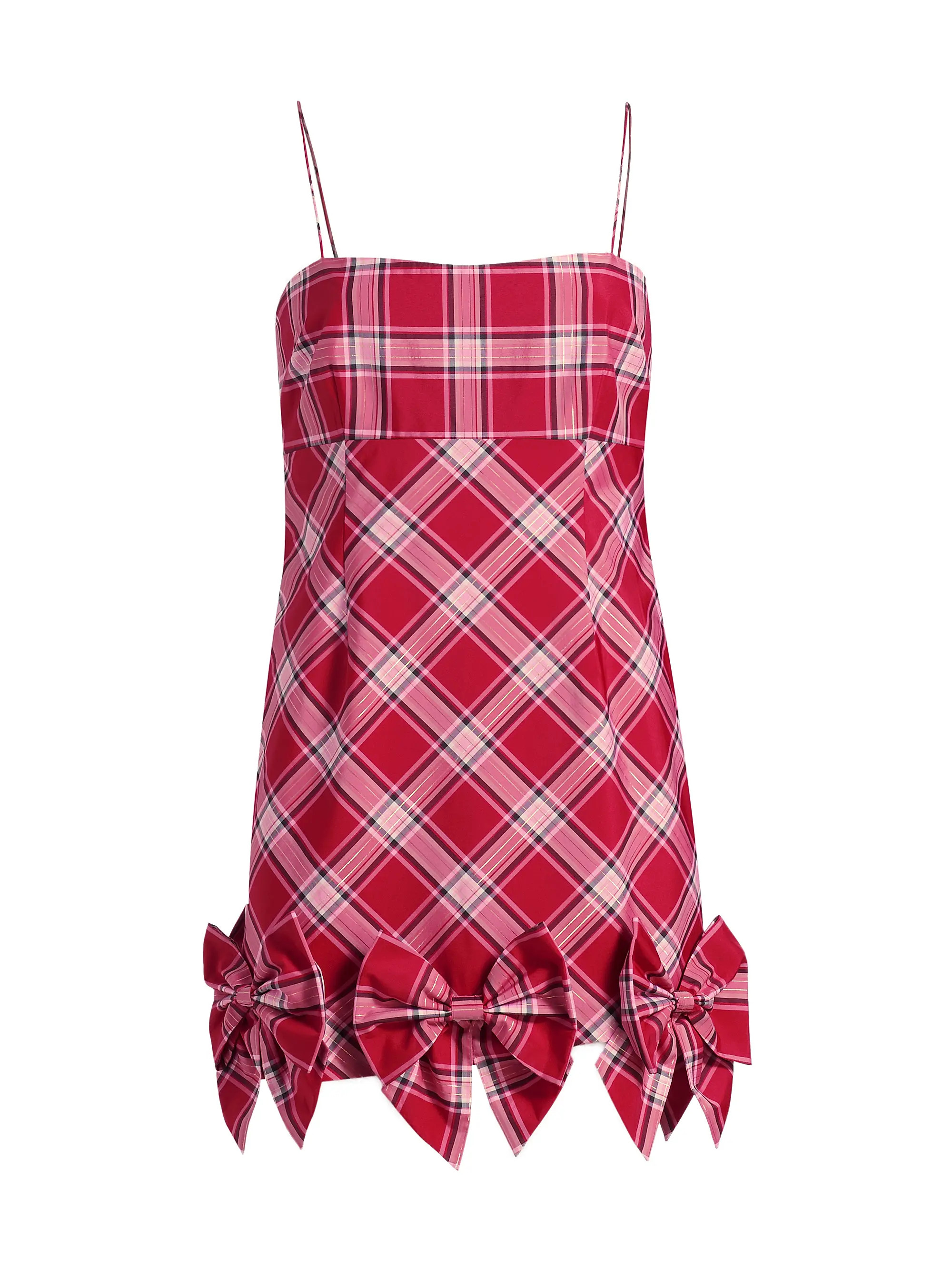 Kennedi Bow-Embellished Checked Minidress | Saks Fifth Avenue