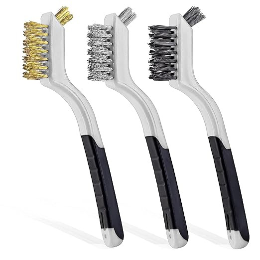 Lavaxon Wire Brush Set 3Pcs - Nylon/Brass/Stainless Steel Bristles with Curved Handle Grip for Ru... | Amazon (US)