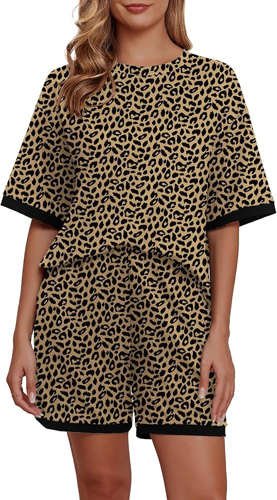 PrinStory Womens Pajama Sets Summer Pajamas for Women Set Soft Pjs Ladies Lounge Set with Pockets | Amazon (US)