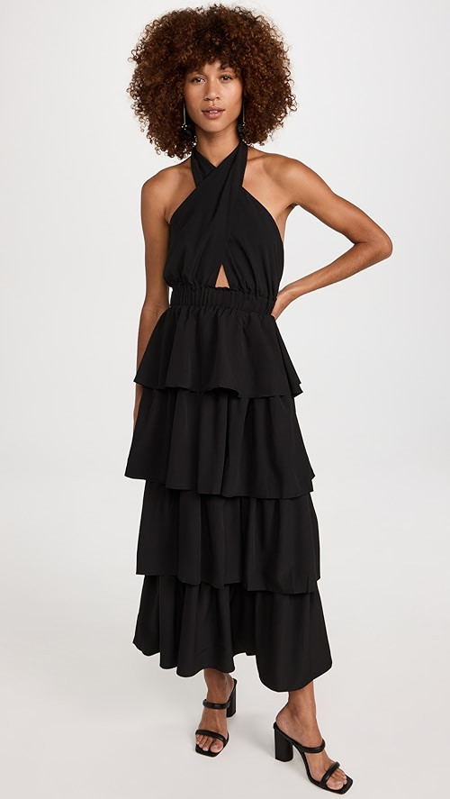 Crossed Halter Neck Tiered Maxi Dress | Shopbop