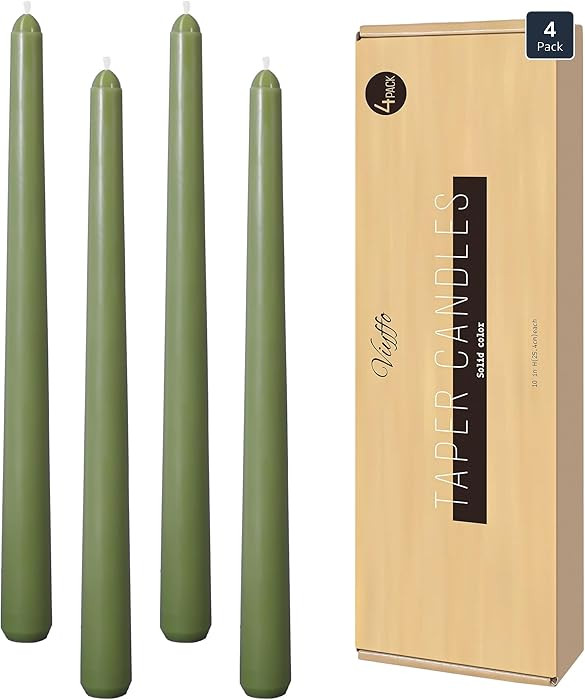 Viyffo Taper Candles, 10 Inch, 4 Pack, Olive Glow – Unscented, Dripless & Smokeless Design, Up ... | Amazon (US)