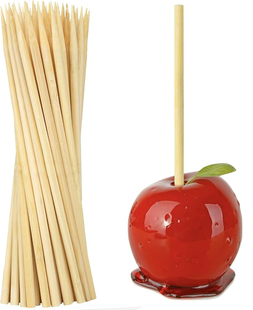 Bamboo Candy Apple Skewer Sticks Semi Pointed, 50 PCS Candy Lollipop Stick | Amazon (US)