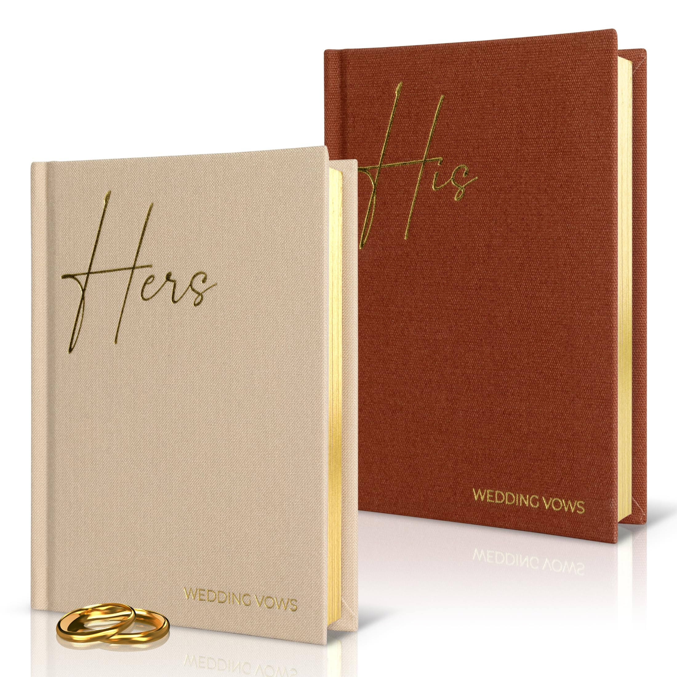 Elegant Linen Wedding Vow Books With Gold Foil Lettering - Perfectly Sized His and Hers Vow Books... | Amazon (US)