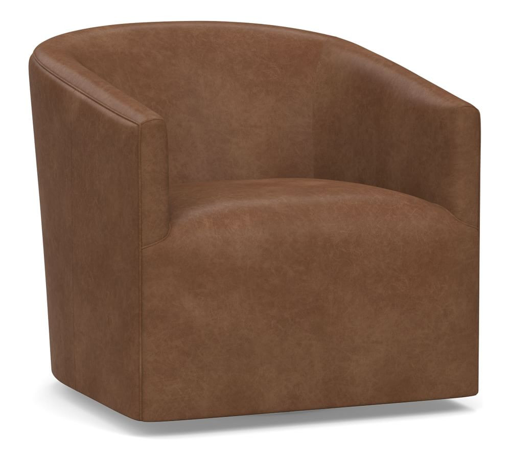 Baldwin Leather Swivel Armchair | Pottery Barn (US)