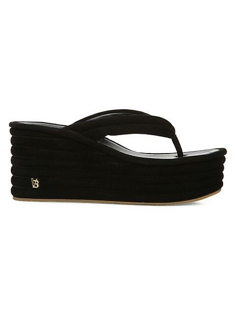 Geno Ribbed Suede Platform Wedge Thong Sandals | Saks Fifth Avenue