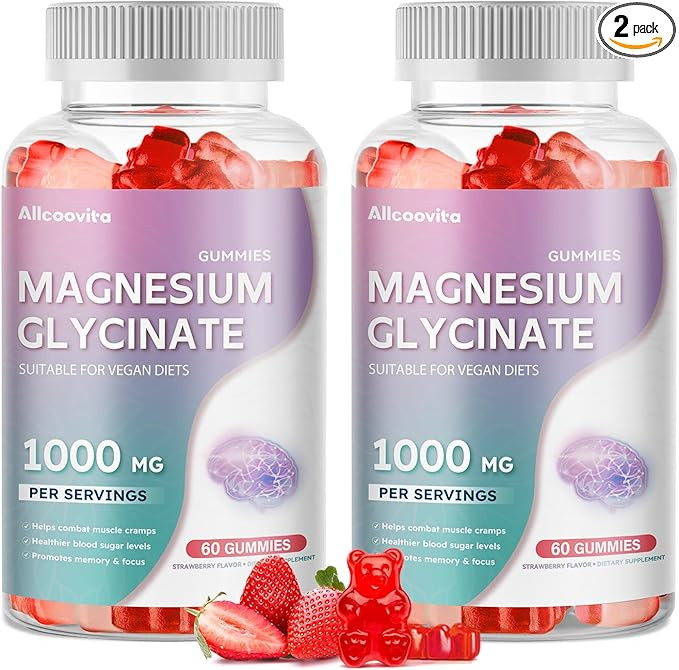Magnesium Glycinate Gummies 1000mg - Sugar Free Magnesium Potassium Supplement with Vitamin D, B6... | Amazon (US)