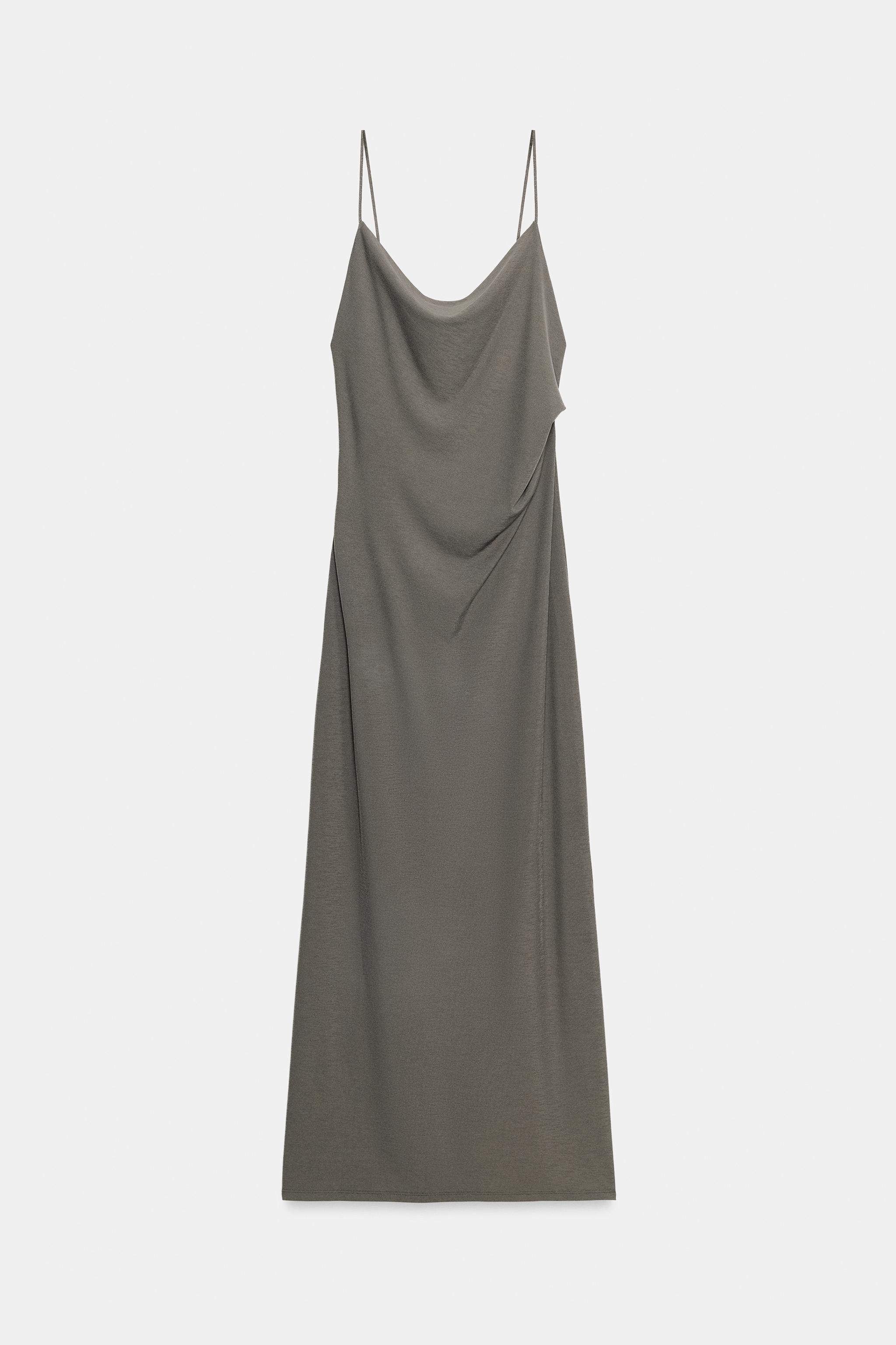 Maxi dress with a round neckline and spaghetti straps. Straight hem with side slits. | Zara US