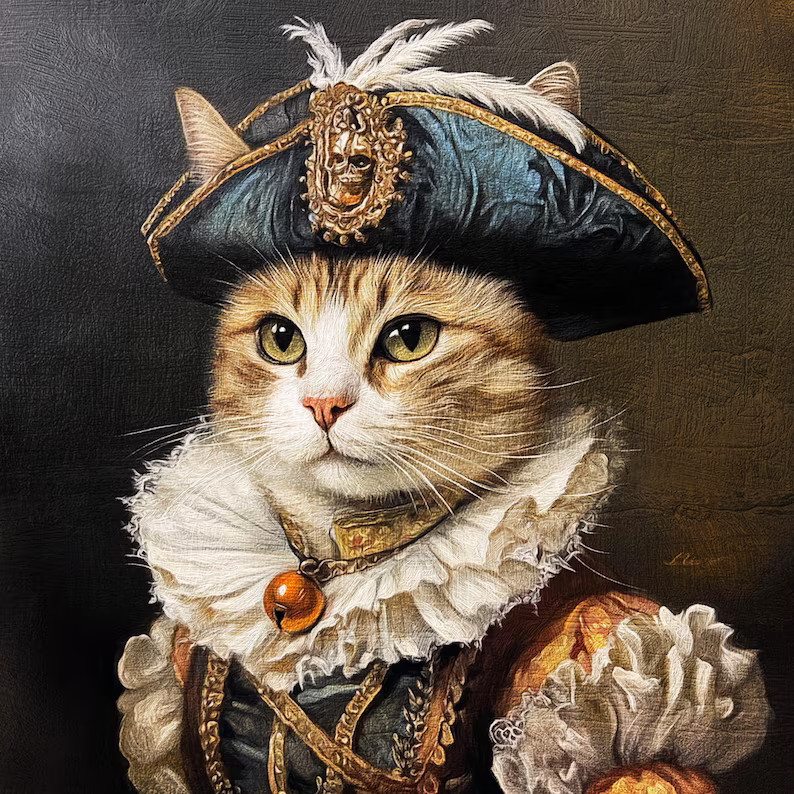 Custom Royal Cat Portrait, Renaissance Cat Painting, Pet Lovers Gift, Royal Pet Portrait, Pet Por... | Etsy (US)