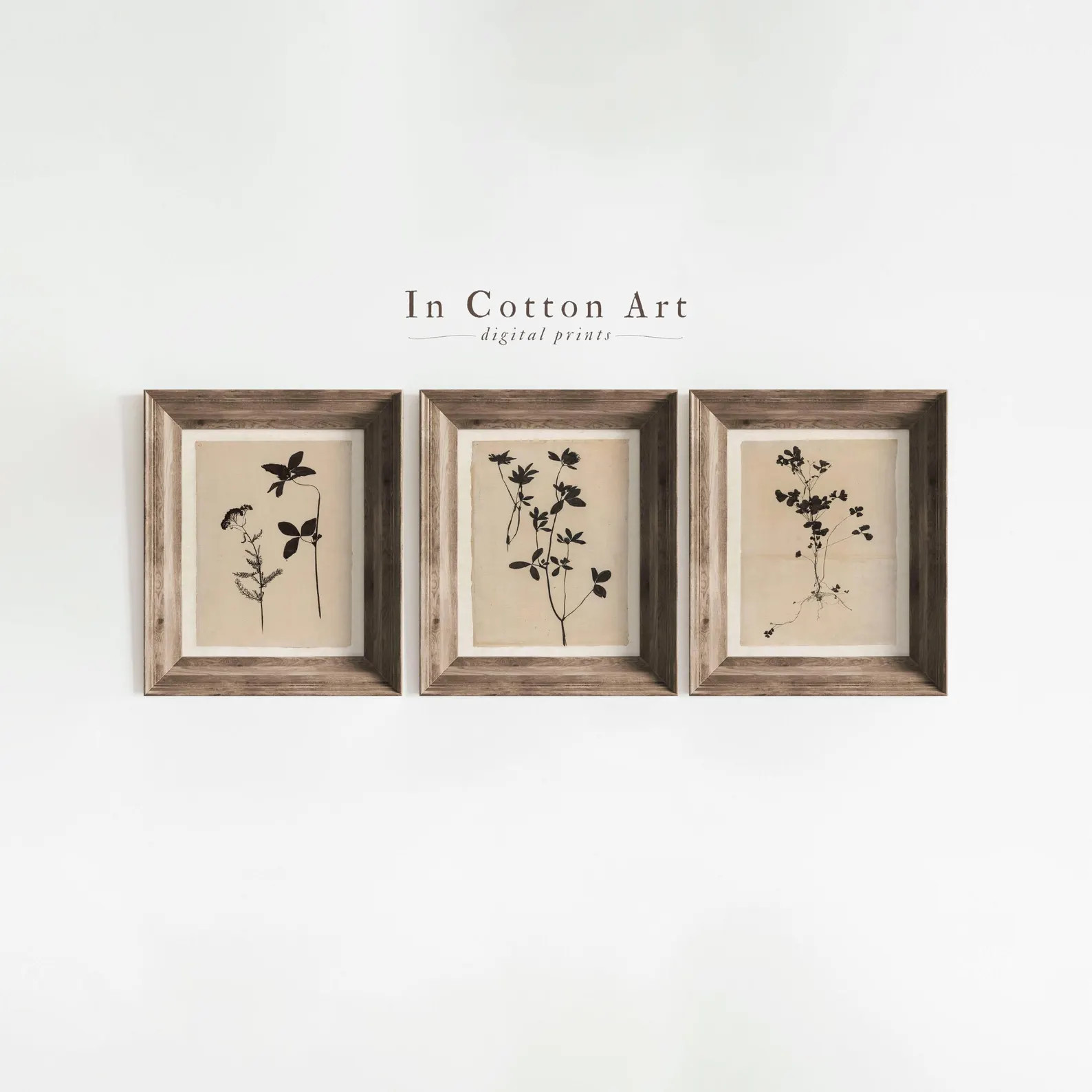 Neutral Botanical Prints SET of 3, Minimalist Eclectic Floral Wall Art, Country Art Prints for Be... | Etsy (US)