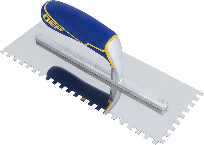 QEP 1/4 in. Stainless Steel Square Notched Trowel with Comfort Grip - 1 Each | Amazon (US)