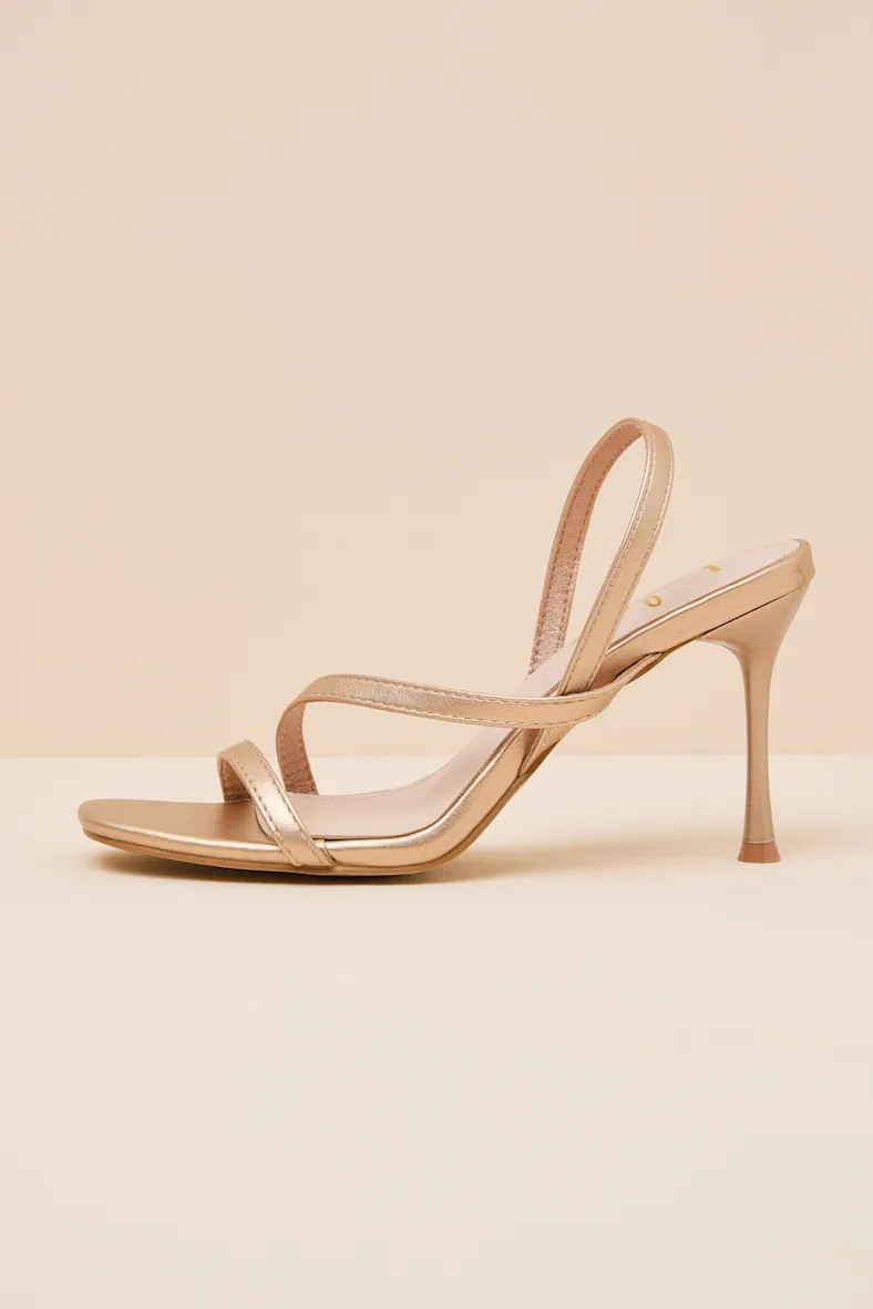 Leigh Champagne Gold Strappy High Heel Sandals | Lulus