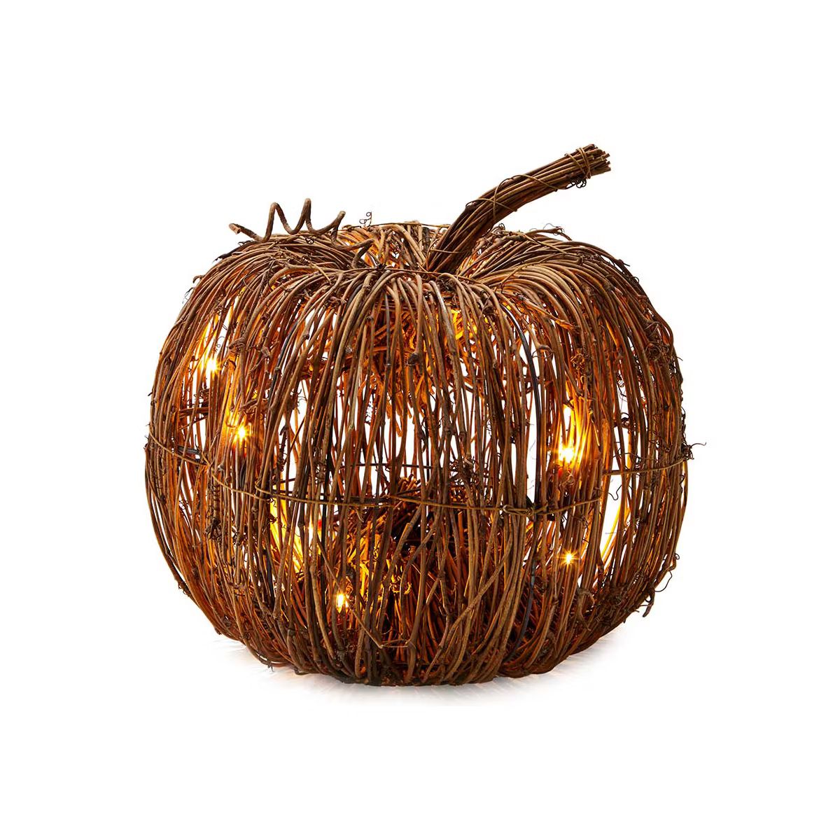 The Lakeside Collection Rattan Lighted Pumpkin - Harvest Halloween Decor for Tabletops, Mantles | Target