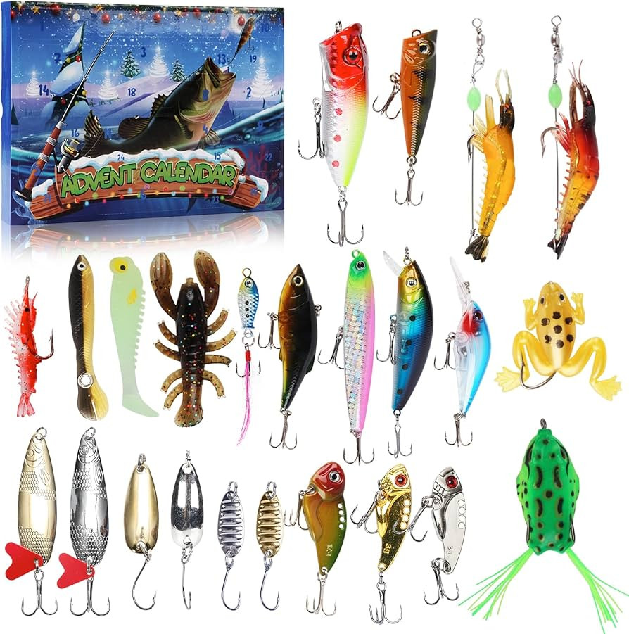 Fishing Advent Calendar 2024-24 Days of Christmas Countdown Calendar with Fishing Lures Set for F... | Amazon (US)